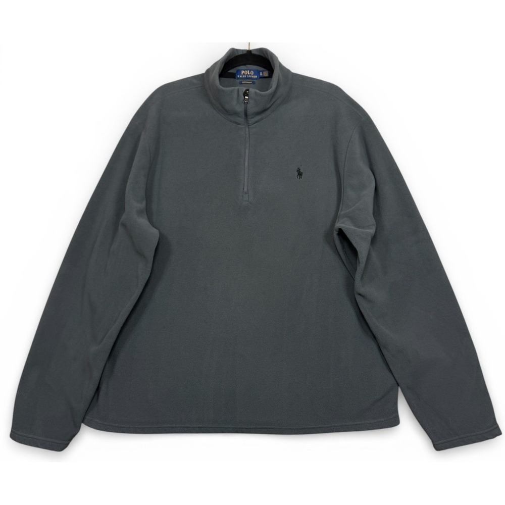 Ralph Lauren Polo Performance Fleece Pullover 1/4 Zip Top Mens XL Gray Half Zip‎